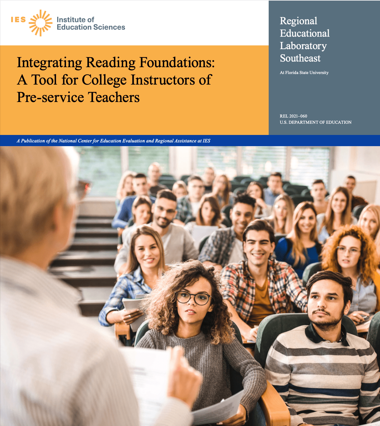 Cover of toolkit shows college students in lecture hall.