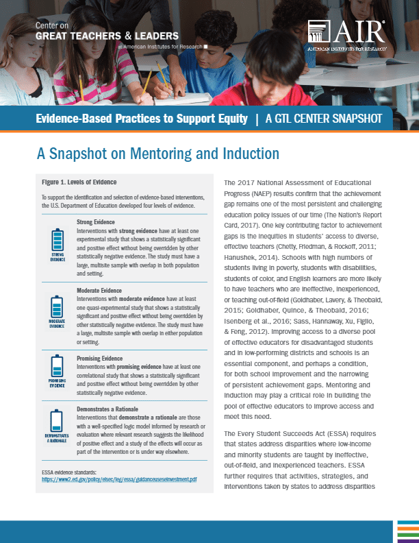 A Snapshot on Mentoring and Induction